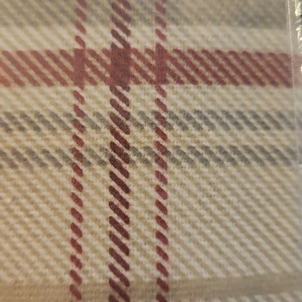 Cuddl Duds NWT Plaid Cream Cranberry Gray  Heavyweight Flannel Twin Sheet Set